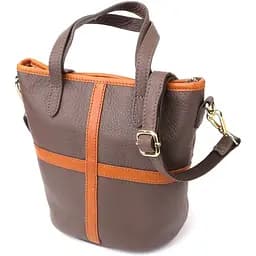 Женская кожаная сумка Vintage с коричневой вставкой на лицевой стороне 17х21х13 см sum0027617