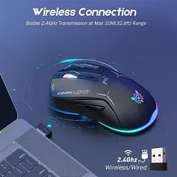Комп'ютерна мишка Onikuma бездротова ігрова CW917 з RGB підсвіткою Bluetooth 2.4GHz акумуляторна для ПК і ноутбука - мініатюра 5