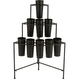 Кашпо J-Line підлогове металеве чорного кольору для 18 відсіків для квітів (33187)