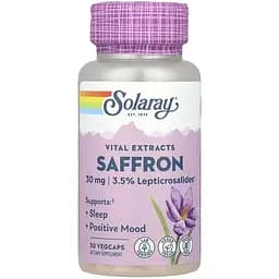 Екстракт шафрану Solaray Vital Extracts Saffron 30 мг 30 веганських капсул
