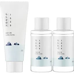 Набор Round Lab 1025 Dokdo On The Go Kit: Гидрофильное масло для лица 40 мл + Тонер для лица 50 мл + Лосьон для лица 50 мл