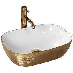 Умивальник Rea Jenny накладний white/gold REA-U9652, Золотий
