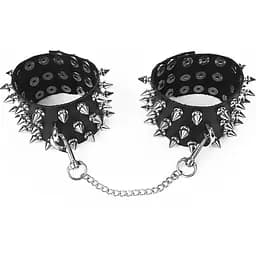 Поножі з шипами з натуральної шкіри Art of Sex, колір чорний