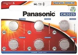 Батарейка литиевая CR2025 блистер 6 шт. Panasonic teh0018547