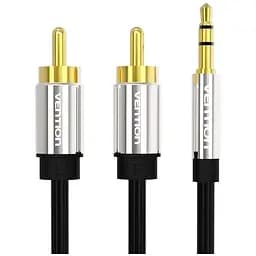 Кабель мультимедийный 3.5mm M to 2xRCA M 1.0m black Vention (BCFBF)