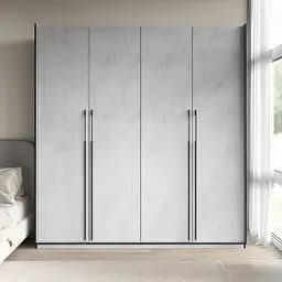 Шкаф для одежды Flamecame в спальню с полочками и штангой на 4 двери FR-19