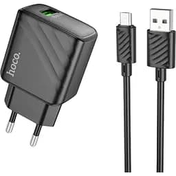 Комплект зарядного пристрою Hoco CS21A Single port 1USB 18W 5V/3A 9V/2A Quick Charge 3.0 USB/ Micro-USB 1м Black