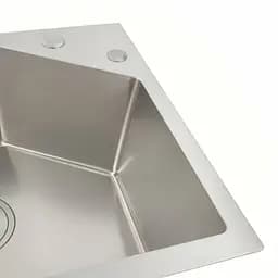Кухонна мийка Platinum Handmade 580x430x220 (з кріпленням +повна комплектація), Нержавіюча сталь - мініатюра 4