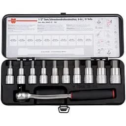 Набор головок торцевых Wurth 1/2" INHEX с трещоткой в кейсе 11 шт. Zebra (096513 110)