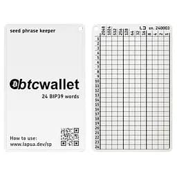 Мнемонічний планшет Lapua Seed phrase keeper, з логотипом Btcwallet (LSPKLBTCW)