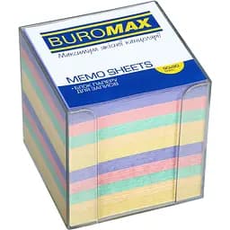 Бокс для паперу Buromax з кольоровим папером 9х9х9 см прозорий (BM.2291-03)