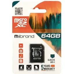 Карта памяти Mibrand microSDXC 64GB Class 10 UHS-I +SD-адаптер