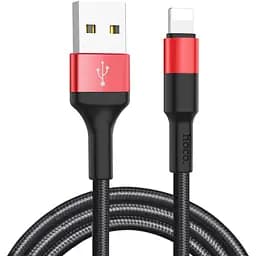 Кабель Hoco X26 Xpress charging data cable for Lightning Чорний Червоний