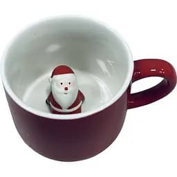 Новорічна кружка Olens 102-1021 керамічна Сюрприз Дід мороз 350 мл Червона
