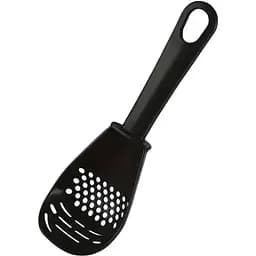 Багатофункціональна кухонна ложка з терткою та ситечком 6 в 1 (тертка, шумівка, вінчик, прес, сито, лопатка), Kitchen Master Чорний 87423