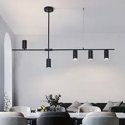 Современная линейная люстра с плафонами в виде спотов Line.F MD 8021-5 BK+BK