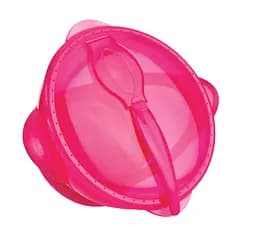 Тарілка на присосці Nuby з кришкою і ложкою, рожевий (5419pnk)