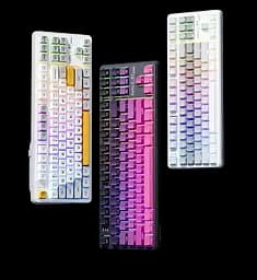 Клавіатура INPHIC K87 Black-Gold Switch Side Printed Gradient Black Pink - мініатюра 3