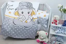 Комплект постільної білизни в ліжечко Tag Tekstil Sweet sleeper grey для немовлят Слоник (сірий)