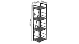 Етажерка 4/34 Серії Коннект 120x34x28 чорний ДСП Сосна Кембра 16мм FRD-104276 - мініатюра 5