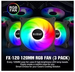 Кулер корпусной PCCOOLER 120 mm ARGB, Hydraulic Bearing, 4Pin PWM 3in1 (3шт) - мініатюра 2