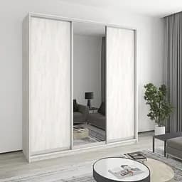 Шкаф-купе трехдверный MebelStar Стандарт AL 2ДСП/Зеркало 220x60x240 см Аляска серый (MBS-1856)