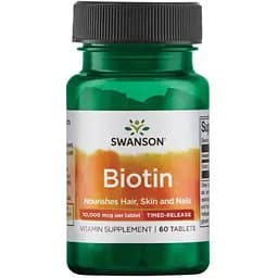 Біотин Swanson Biotin Timed-Release 10 000 мкг 60 таблеток (2022-09-0216)
