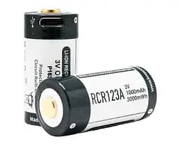 Акумулятор 16340 Keeppower 3V 1000mAh + micro USB (P1634U2) - мініатюра 4