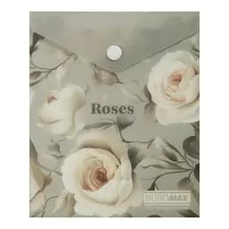 Папка-конверт А6 на кнопці ROSES ARABESKI світло-сіра BM.3922-20 BUROMAX матовий напівпрозорий пластик (4823126809588)