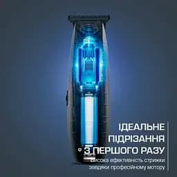 Тример Rowenta Barber Experience, для голови, бороди, мережа+акум., роторний мотор, насадок-5, нержавіюча сталь з покриттям DLC, чорно-синій - мініатюра 8