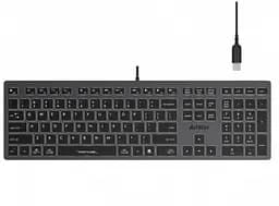 Клавиатура A4Tech FX60H Fstyler, черный/Grey, USB, белая LED подсветка, ультратонкая, переключатели Scissor, 2xUSB, 12