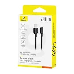 Кабель Baseus Silky Series Fast Charging Cable USB to iP 2.4A 1 м Чорний - мініатюра 2