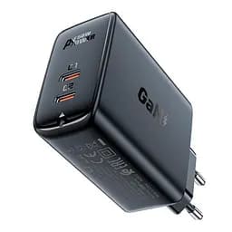 Зарядний адаптер мережевий Acefast GaN A29 2 Type-C 50W блок живлення чорний