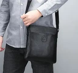 Сумка чоловіча шкіряна через плече планшет чорна Feidikabolo Original  (950) - мініатюра 8