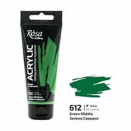 Краска акриловая Зеленая средняя (612) 60 мл Rosa Gallery