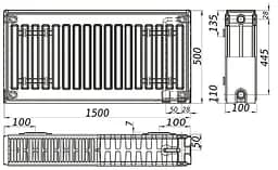 Радіатор сталевий панельний Kalite 22 низ/справа 500x1500 (без INNER) 000024203, Білий - мініатюра 4