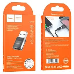 Адаптер Hoco UA17 USB Male to Type-C female USB 2.0 adapter Чорний - мініатюра 3