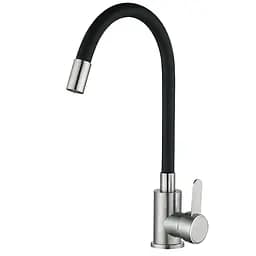 Змішувач для кухні Mixxus FAN-011 із чорним гнучким виливом MI6105 Нержавіюча сталь