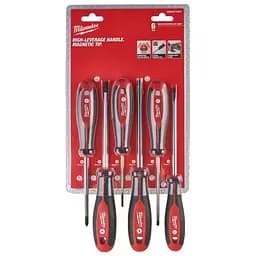 Набір викруток магнітних з тригранною рукояткою MILWAUKEE, (PH1/PH2/SL3/ SL4/SL5,5/SL6,5), (6шт)