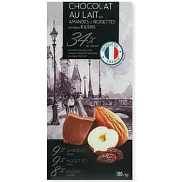 Шоколад Премия молочный с цельным миндалем, фундуком и изюмом 180 г (874594)