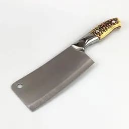 Тесак сокира сікач кухонний для обробки рубки м'яса кісток з нержавіючої сталі з кістяною ручкою 27x7 см, Kitchen Master 85709 - мініатюра 3