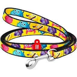 Повідець для котів та дрібних порід собак Waudog Nylon Мохнаті монстри XS 122x1 см