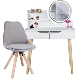 Туалетний столик Jumi Scandi LED + крісло Saida сірий