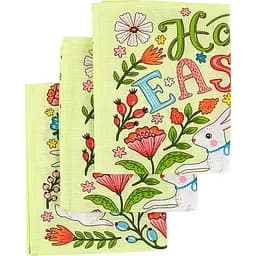 Набір кухонних рушників Руно Великодні Зайчики 60х45 см 3 шт. салатовий (710Т_Великодні Зайчики з писанкою салатовий)