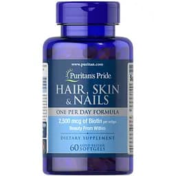 Комплекс Puritan's Pride Hair, Skin & Nails (One Per Day formula) 2500 mcg of Biotin 60 капсул