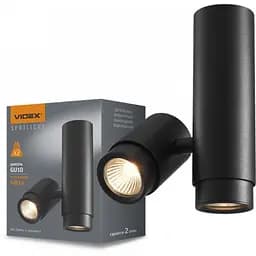 Світильник Videx під лампу GU10 SPF07 накладний поворотний подвійний чорний