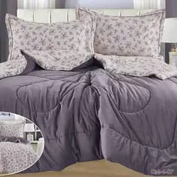 Постільна білизна Laura Grand 4 сезони QM-4-07 комбінована - зимова велюр євро комплект Сірий