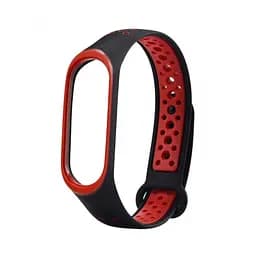 Силіконовий ремінець для фітнес браслета XiaomiXiaomi Smart Band 5 6 7 Black Red Sport Чорний Червоний Спортивний