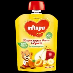 Фруктовое пюре Milupa Pouch Яблоко, груша, банан и абрикос 80 г