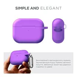Силіконовий чохол для навушників Apple AirPods Pro 2 2022, Hang Case, фіолетовий, ультратонкий захисний кейс товщиною 2 мм, захист від подряпин, пилу та ударів, компактний, з карабіном для кріплення, ArmorStandart (ARM68595) - мініатюра 2